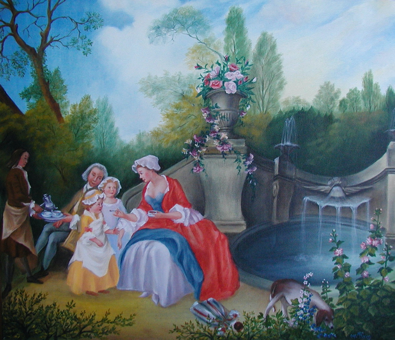 Nicolas Lancret - A Lady in a Garden Taking Coffe with Some Children